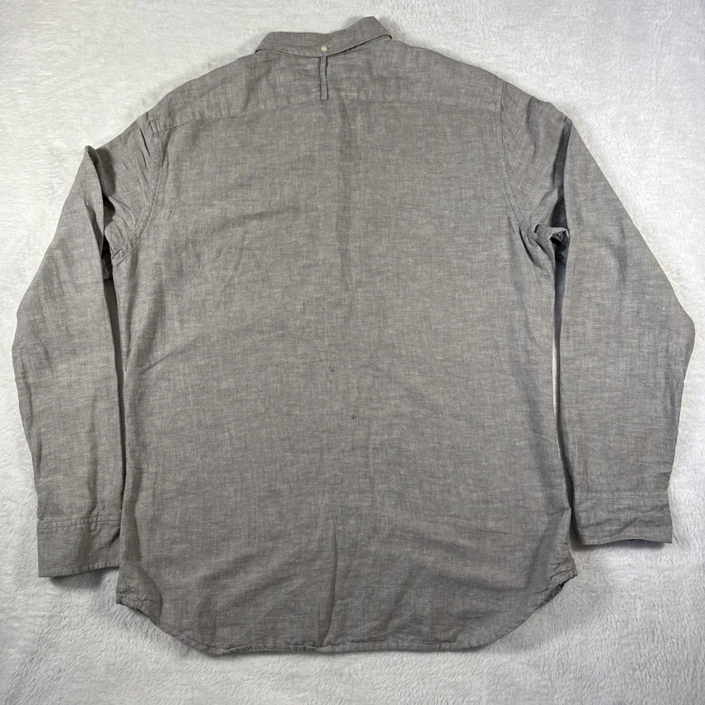 Banana Republic Men's M 15-15.5 Greige Linen Blend Long Sleeve‎ Button Down